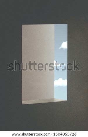 surreal minimalist window background, abstract concept Royalty-Free Stock Photo #1504055726
