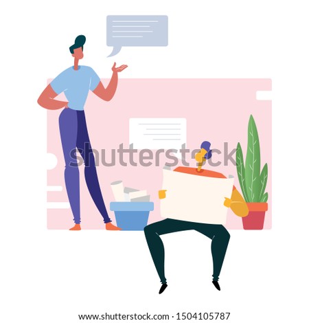 Human with speech bubbles Conceptual Landing Page Illustration
