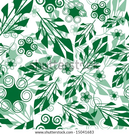Seamlessly wallpaper with art green foliage. Vector version is in my portfolio