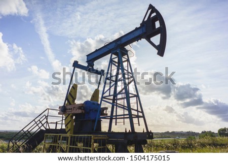Oil Drilling Rig, Extraction of Oil, Pump Jack and Oil Wellhead, Industry Equipment Close Up, Oilfield,  Oil Derrick