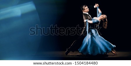 Ballroom Dancing Couple Standard Waltz Oversway Background Royalty-Free Stock Photo #1504184480
