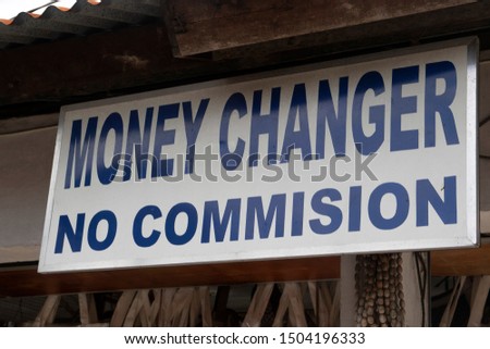 Money changer sign in indonesie 