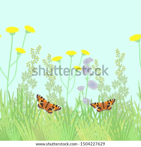 Vector isolated wild green flowering plant