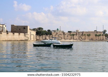 ancient crusader fortress in the city of Acre on the shores of the Mediterranean Sea
