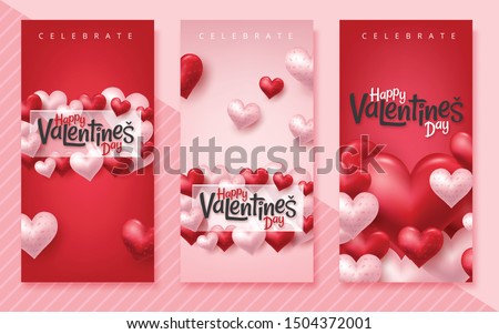 Valentines Day vertical greeting card. Valentines day design for banners, flyers, newsletters, postcards. Space for text. Vector illustration