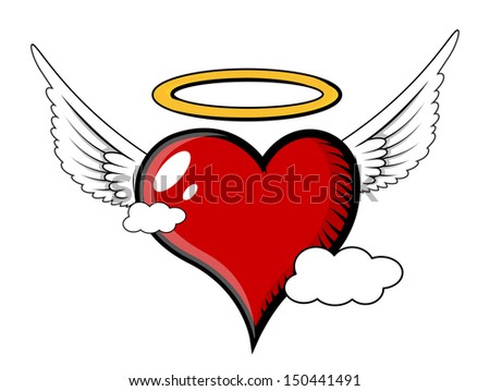 Angel Heart Flying - Vector Illustration