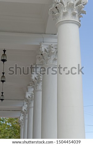 Overhead part of large white columns