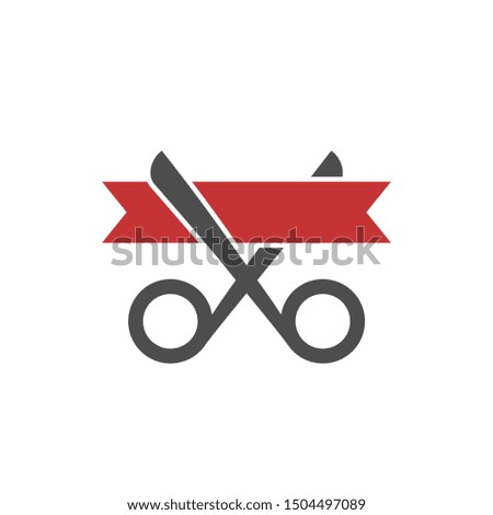 Grand opening icon. Scissors and ribbon sign, Vector illustration