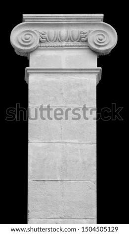 Elements of architectural decorations of buildings, columns and tops, gypsum stucco molding, wall texture and patterns. On the streets in Barcelona, public places.