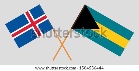 Bahamas and Iceland. Crossed Bahamian and Icelandic flags