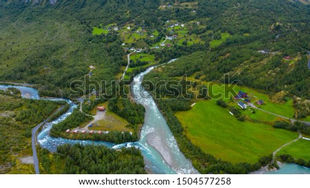 Andalsnes aerial panoramic view, Andalsnes is a town in Rauma Municipality in Norway.