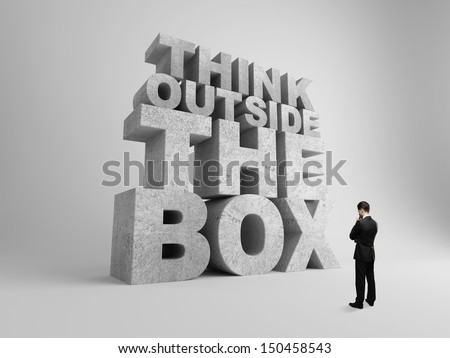 big think outside the box and businessman