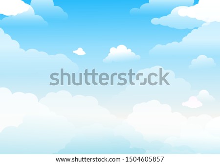 Sky with clouds on a sunny day. Vector illustration