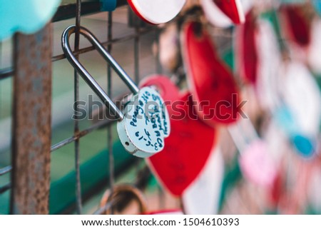 Tons of beautiful love locks in love bridge at Penang Hills, Penang island, Malaysia.