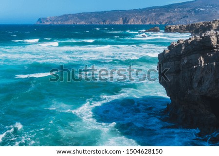 Beautiful seascape. mighty cliffs by the ocean