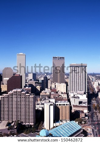 City skyline of the business district, New Orleans, Louisiana, USA.