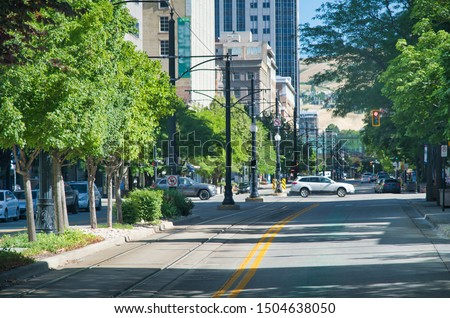 Salt Lake City streets on a sunny summer day, Utah.