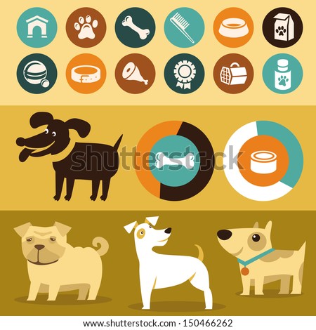 Vector set of infographics design elements - dogs and pets in flat style