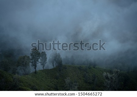 View from the ridge of Ijen Volcano on Java, Indonesia