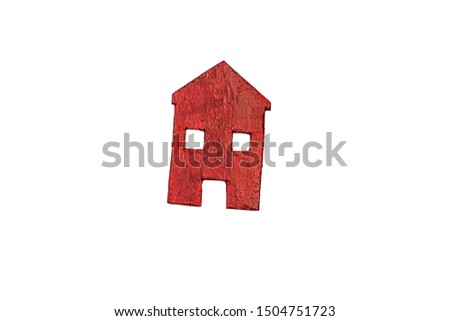real estate agent, small red house on wood table , sell house business concept