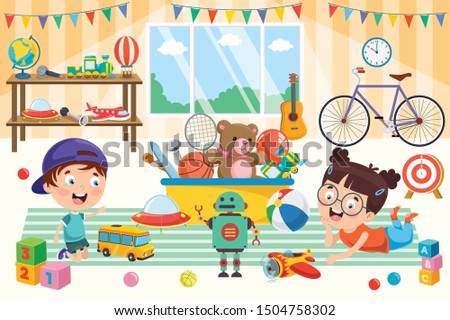 Happy Children Playing With Toys
