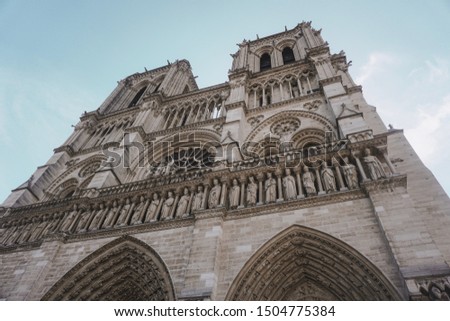 Notre Dame on a beautiful clear, sunny morning, Paris France in summer 