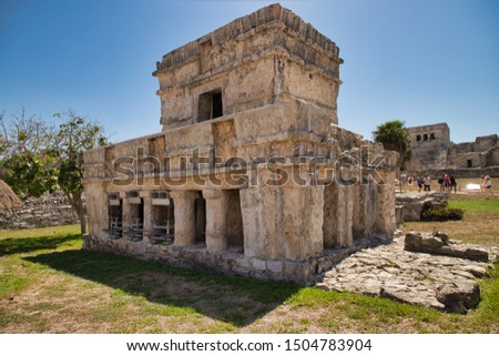 Tulum Ruins in Cancun Mexico Royalty-Free Stock Photo #1504783904