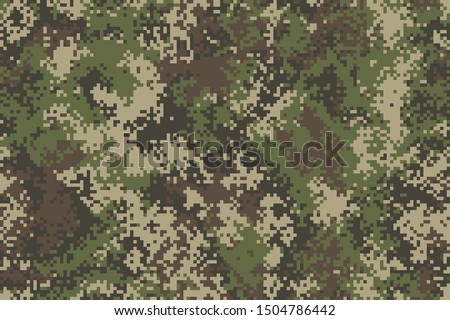 Professional seamless pixel summer camouflage for your production or design. Vector illustration. Royalty-Free Stock Photo #1504786442