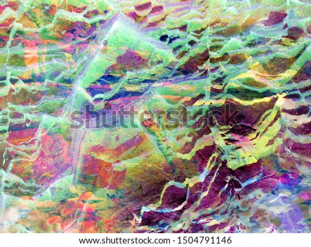 Chaotic colorful psychedelic photo manipulation abstract texture with flowing light green lines