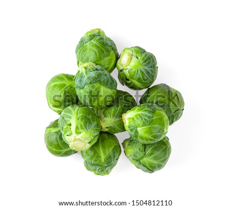 Brussel Sprouts isolated on white background. top view Royalty-Free Stock Photo #1504812110