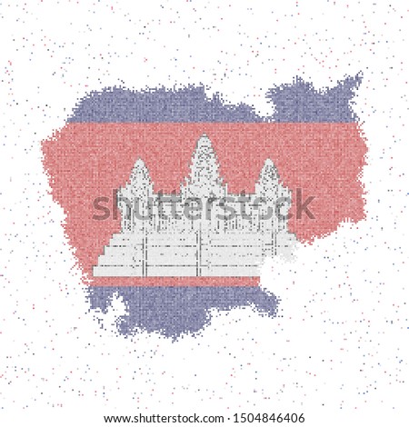 Map of Cambodia. Mosaic style map with flag of Cambodia. Vector illustration.