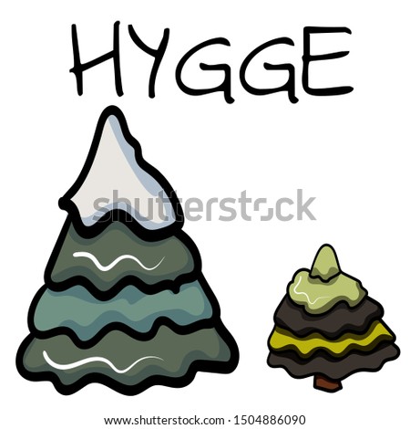 Two Christmas trees in the style of Hygge. Scandinavian Vector illustration