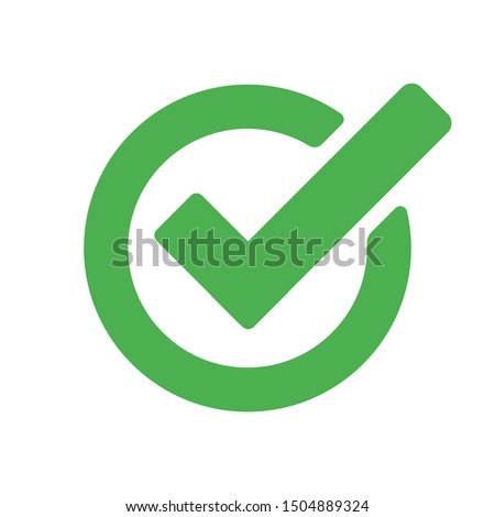 Checkmark green vector isolated icon. Illustration concept of success accepted approve Royalty-Free Stock Photo #1504889324