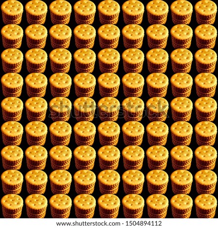 Collage of golden sand cookies against a dark background