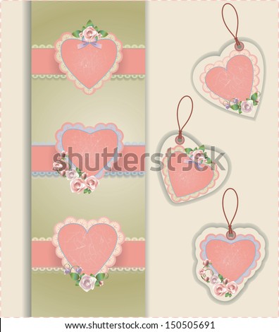 Vector collection of hearts with roses