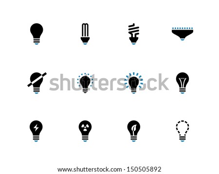 Light bulb and CFL lamp duotone icons on white background. Vector illustration. Royalty-Free Stock Photo #150505892