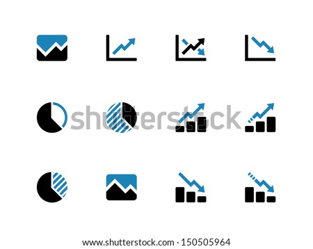 Line chart and Diagram duotone icons on white background. Vector illustration.