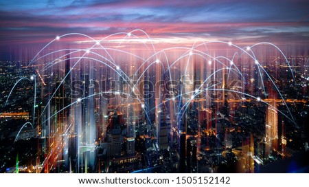 City scape community internet networking and communication.