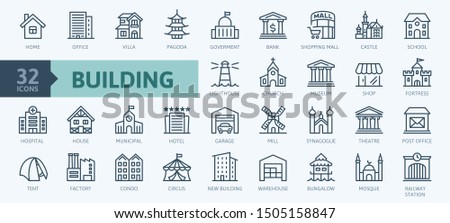 Building minimal thin line web icon set. Outline icons collection. Simple vector illustration. Royalty-Free Stock Photo #1505158847