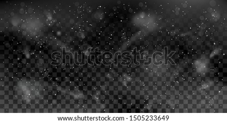 Vector illustration. Winter overlay for use on dark backgrounds. Snowfall. Blizzard. Frost. Snowy top background. Template for wallpapers, web pages, posters. Snow storm concept. Freezing glass Royalty-Free Stock Photo #1505233649