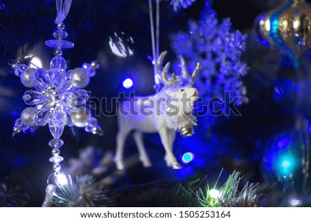 Christmas decorations in the form of a deer. Moscow, 2019