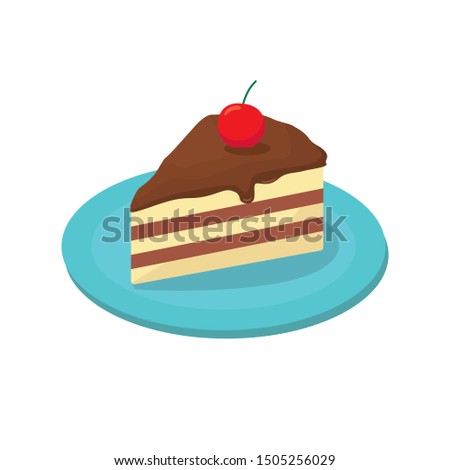 Slice of cake vector illustration isolated on white background. Cake clip art