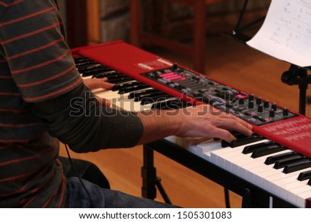 Keyboard in a recording studio