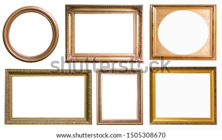 Set of antique picture frames isolated on white background Royalty-Free Stock Photo #1505308670