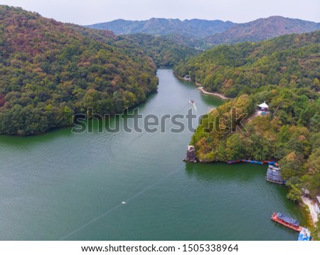 Wuhan Huangpi Mulan Tianchi Scenic Area, late summer and early autumn Aerial photography