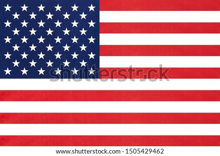 United states of America national fabric flag textile background. Symbol of international world American country. State official USA sign. Royalty-Free Stock Photo #1505429462