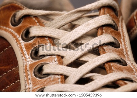 Laces of a leather shoe