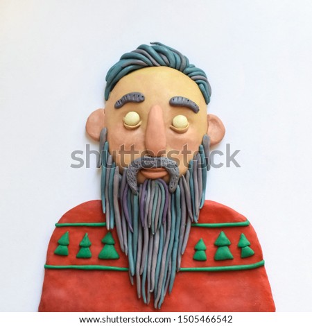 Portrait of a man with a gray beard. Plasticine illustration Royalty-Free Stock Photo #1505466542