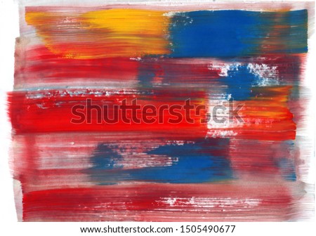 Beautiful abstract smudges of red, pink, green and white colors watercolor background