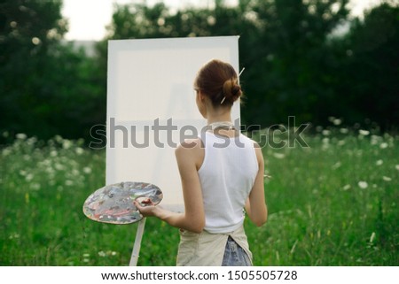 woman artist canvas creativity brush
